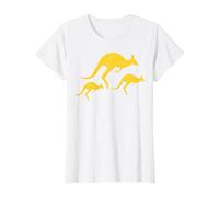 Trois icônes de Kangourou Jaune Vieilli T-Shirt Graphique avec Valeur, Femme, Blanc, S
