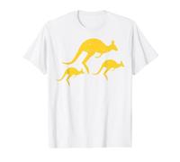 Trois icônes de Kangourou Jaune Vieilli T-Shirt Graphique avec Valeur, Homme, Blanc, M
