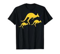 Trois icônes de Kangourou Jaune Vieilli T-Shirt Graphique avec Valeur, Homme, Noir, M