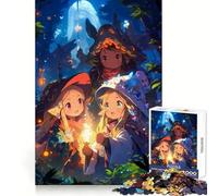 Trois Jeunes sorcières de la forêt Puzzle de 1000 pièces pour Adolescents Jeu de réflexion Stimulant Passe-Temps Calme Découpe précise Joli Cadeau 50x75cm