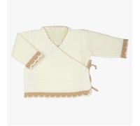 Trois Kilos Sept Bébé-1600 Brassière Bébé en Point Mousse Blanche et Beige, Multicolore (Blanc, 0 M Baby_Product