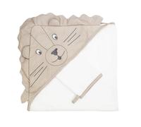 Trois Kilos Sept - Cape De Bain Bébé avec Gant - Éponge Douce - À Capuche - Collection Tam Tam - Petit Lion Mignon - Sortie De Bain Nouveau-né Et Enfant - 70x70cm