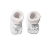 Trois Kilos Sept chaussons bébé avec broderie papi d'amour 0-1 mois