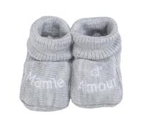 Trois Kilos Sept - Chaussons Naissance Bébé "Papa d'Amour" - Maille Douce - Tons Neutres - 0/1 Mois - Revers Extensibles - Maternité & Annonce Grossesse