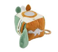 Trois Kilos Sept - Cube D’éveil Bébé Diplododo, Jouet Sensoriel Multiface avec Miroir, Anneau De Dentition, Personnages, Velours Côtelé, Mixte, Vert Sauge Beige Camel