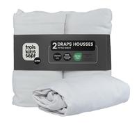 Trois Kilos Sept - Drap Housse Bébé - 100% Coton Jersey Extensible - Doux & Confortable - Bords Elastiqués - Label Oeko-TEX® Standard 100 - Blanc - 60x120 cm - Lot de 2
