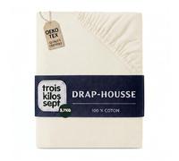Trois Kilos Sept - Drap housse bébé 100% coton Oeko-TEX® Jersey extensible Vanille 60x120 cm