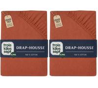 Trois Kilos Sept - Drap Housse Bébé - 100% Coton Jersey Extensible - Doux & Confortable - Bords Elastiqués - Label Oeko-TEX® Standard 100 - Terracotta - 70x140 cm - Lot de 2
