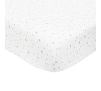 Trois Kilos Sept - Drap Housse Bébé - 100% Coton - Label Oeko-Tex® - Jersey Extensible - Blanc - Motif Etoiles Grises - 70x140 cm