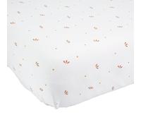 Trois Kilos Sept - Drap Housse Bébé Gatsby - Motifs Pétales Camel - 100% Coton Doux - Certifié Oeko-TEX® Standard 100 - 60x120cm, Blanc Crème