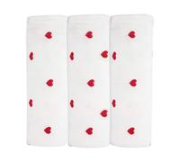 Trois Kilos Sept - Lot 3 langes 70 x 70 Coeurs rouge et blanc