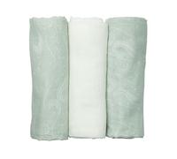 Trois Kilos Sept - Lot 3 Langes Bébé Naissance - 100% Mousseline De Coton - Multi-Usage - Séchage Rapide - Certifié Oeko-TEX® Standard 100 - Vert d'eau - Motifs Océan - 70x70 cm