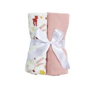 Trois Kilos Sept - Lot de 2 Langes bébé - Carrés de Mousseline Coton 70x70cm - Multi-usages: Couverture, Doudou, Bavoir - Certificié Oeko-TEX® Standard 100 - Rose Et Motif Forêt - Lot de 2