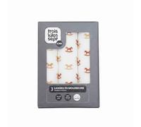 Trois Kilos Sept - Lot de 3 Langes bébé - Carrés de Mousseline Coton 70x70cm - Multi-usages: Couverture, Doudou, Bavoir - Certificié Oeko-TEX® Standard 100 - Motif Cheval à Bascule - Lot de 3