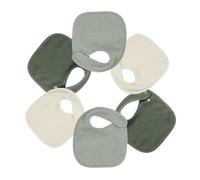Trois Kilos Sept - Lot de 6 Bavoirs Bébé Naissance Nid d’Abeille, Vert et Crème, Fermeture Pression, Doux et Absorbants, Dès la Naissance