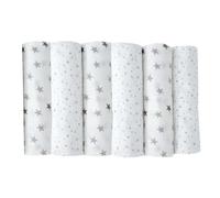 Trois Kilos Sept - Lot de 6 Langes Bébé - Carrés de Mousseline Coton -70 x 70cm- Multi-usages: Couverture, Doudou, Bavoir, Protection Solaire - Certifié OKEO-TEX - Cadeau Naissance - Motif Etoiles