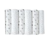 Trois Kilos Sept - Lot de 6 Langes Bébé - Carrés de Mousseline Coton - Multi-usages : Doudou, Bavoir, Protection Solaire - Certifié OEKO-TEX® STANDARD 100 - Cadeau Naissance - Motif Etoiles - 70x70cm