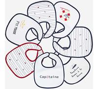 Trois Kilos Sept - Lot de 7 Bavoirs Bébé - Imperméable - Fille, Garçon, Mixte - (Motifs au Choix)