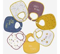 Trois Kilos Sept - Lot de 7 Bavoirs Bébé - Imperméables, Absorbants & Doux - Petites Filles 1er âge - de 4 à 12 Mois - Ouverture/Fermeture Scratch - Motif Little Flower (Petite Fleur).