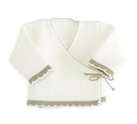 Trois Kilos Sept Mixte Bébé -1600 Brassière En Point Mousse Blanche Et Beige, Multicolore (Blanc Et Beige), 0 M EU