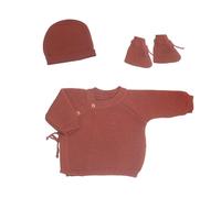 Trois Kilos Sept Mixte Bébé Lot Essentiels Terracotta Tenue De Naissance en Maille, Terracotta, 0 Mois EU