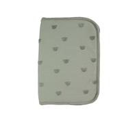 Trois Kilos Sept - Protège Carnet de Santé Bébé - Rabats et Fermeture Zippée - Jacquard Ourson - Vert Argile - 17,5x32 cm