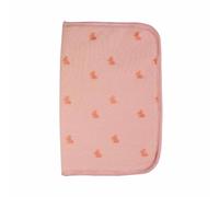 Trois Kilos Sept - Protège Carnet de Santé Bébé - Rabats et Fermeture Zippée - Jacquard Petit Lapin - Rose Terre de Sienne - 17,5x32 cm