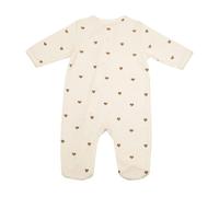 Trois Kilos Sept - Pyjama en coton Zip Coeur Ecru / Moka - 01 mois