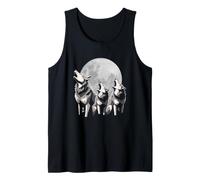 Trois Loups Hurlant à la Pleine Lune Wildlife Art Débardeur