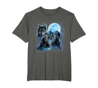 Trois Loups Hurlant sous la Pleine Lune glacée, Loup Gris T-Shirt