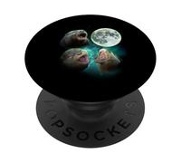 Trois loutres hurlent à la Lune 3 Loups Parodie drôle PopSockets PopGrip Adhésif