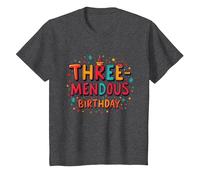 Trois mendous Birthday Boy 3 Célébration T-Shirt, Enfant, Chiné Foncé, 10 Ans