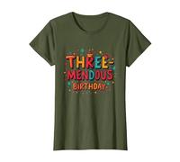 Trois mendous Birthday Boy 3 Célébration T-Shirt, Femme, Olive, XS