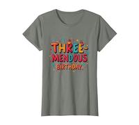 Trois mendous Birthday Boy 3 Célébration T-Shirt, Femme, Vert Kaki chiné, XS