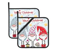 Trois Mignons Gnomes lavables Ensemble de 2 maniques décoratives Cadeau de Cuisine pour la Cuisson au Micro-Ondes Barbecue Cuisson