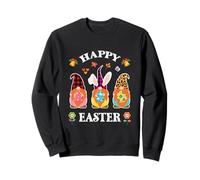 Trois Nains de Lapin Tenant Un œuf Happy Easter Day Homme Femme Sweatshirt