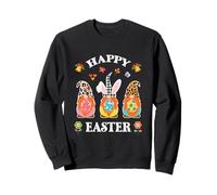 Trois Nains de Lapin Tenant Un œuf Happy Easter Day Homme Femme Sweatshirt