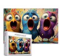 Trois oiseaux de dessin animé - Puzzle de 1000 pièces pour adultes - Style graffiti - Puzzle coloré pour décoration de la maison, cadeaux, puzzle familial, parfait pour les soirées de jeu, 68,6 x 50,8