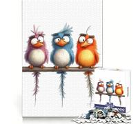 Trois Oiseaux de Dessin animé sur Une Branche, Puzzle de 1000 pièces pour Adolescents, Jeu de réflexion, Moment de Partage, pièce de Collection Artistique découpée avec précision 38x52cm