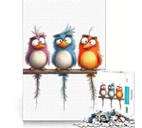 Trois Oiseaux de Dessin animé sur Une Branche, Puzzle de 1000 pièces pour Adolescents, Jeu de réflexion, Moment de Partage, pièce de Collection Artistique découpée avec précision 38x52cm