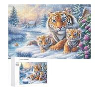 Trois Oiseaux de Noël sur la Branche de pin Puzzle 1000 Pièces pour Couples Défi Puzzle Pensée Logique Cadeau pour Célébration 1000 PCS