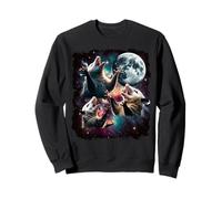 Trois Opossums Moon Space - Art Cosmique du Chaos Galaxie Sweatshirt