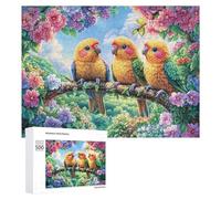 Trois perroquets sur la Branche dans la Jungle Puzzle 500 Pièces pour Adultes Jeu Relaxant du Soir Amélioration De La Concentration Cadeau pour Soirée 500 PCS