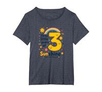 Trois Petites années de Soleil Cadeau d'anniversaire T-Shirt, Femme Grandes Tailles, Bleu Chiné, 2X
