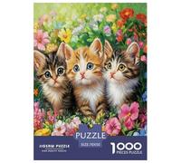 Trois Petites chattes in The Fleurs Puzzle 1000 Pièces Adultes Enfants Animal Puzzles 1000 Pièces Défi Jouet Décor À La Maison 70x50cm/1000pcs