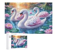 Trois Petits Tigres dans la forêt Florale avec Le lac Puzzle 1000 Pièces pour Couples Pause Au Bureau Anti-Stress Cadeau pour Anniversaire De Mariage 1000 PCS