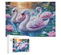 Trois Petits Tigres dans la forêt Florale avec Le lac Puzzle 300 Pièces pour Adolescents 14+ Exercice Logique Développement Cadeau pour Éducation 300 PCS