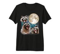 Trois ratons laveurs hurlent à la Lune 3 Loups Parodie drôle Raton Laveur T-Shirt Haut de Gamme