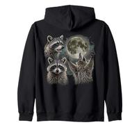 Trois ratons laveurs rétro Graphique Vintage Motif Lune Sweat à Capuche