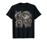 Trois ratons laveurs rétro Graphique Vintage Motif Lune T-Shirt